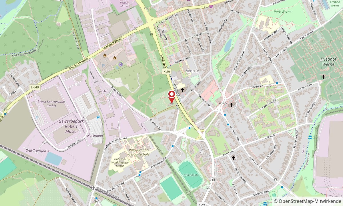 Lageplan: KSK Bochum-Werne 1871 e.V., Hölterweg 1 in Bochum-Werne